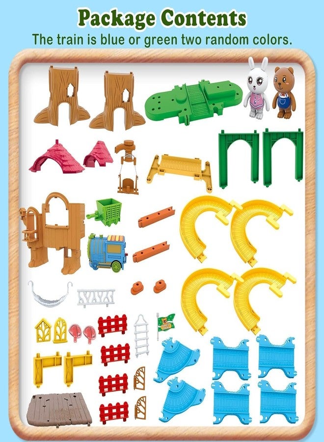 Avarin Tree House Playset, Train Set Car Track Toys for Toddlers, DIY Forest Friends Pretend Playhouse with 2 Dolls Toy Figures, Train, Car Tracks, Swing, Sound & Light Function Toy House for Girl - Image 5